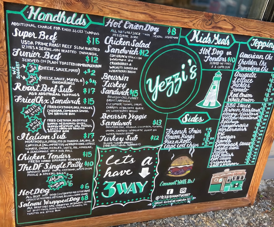 Yezzi's chalkboard menu
